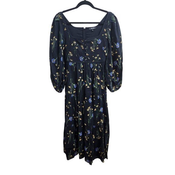 Madewell Xiomara Floral Print Long Sleeve Cotton Dress Size 0 - Picture 3 of 16